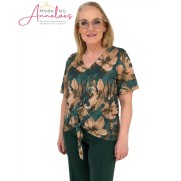 Enjoy Blouse strik bloemen 166689 Taupe Enjoy Blouse strik bloemen 166689 Taupe